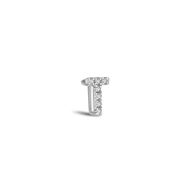 18k Gold Initial Letter "T" Diamond Pandent   Necklace
