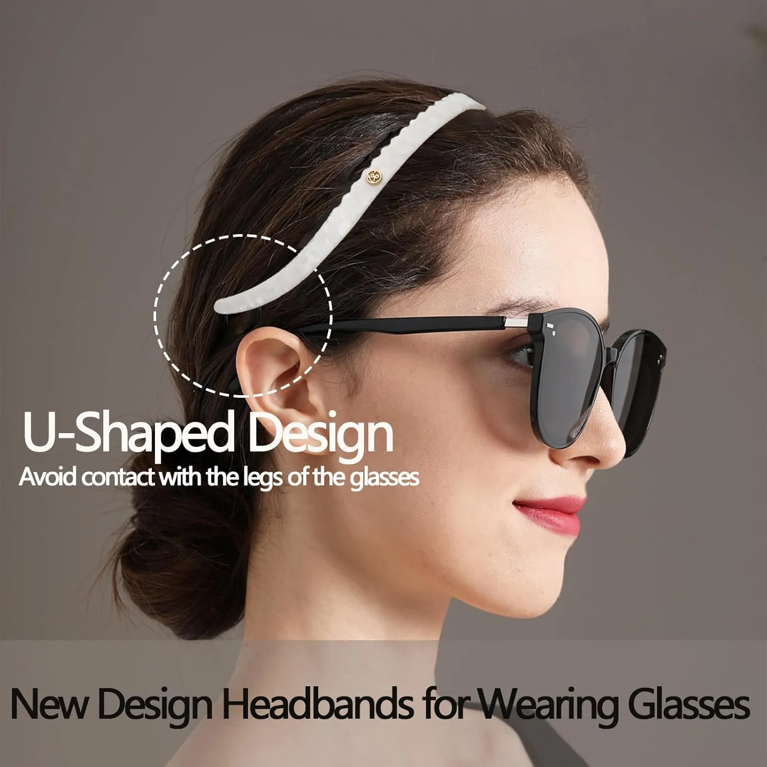 3 Pack Eyewear Headbands for Women,No Headache Non Slip Hair Bands Fashion Thin Headbands(White,Wine Red,Powder Blue)