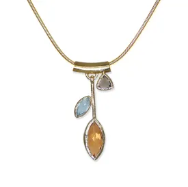 3 Stone Petal Gold Pendant - Mandarin