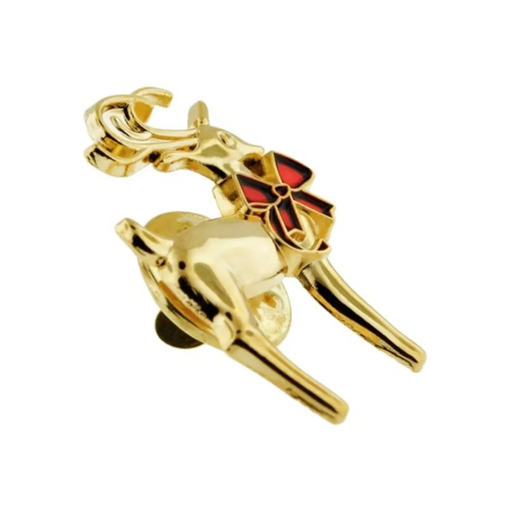 3D Pewter Reindeer Lapel Pin (Plated in Gold)