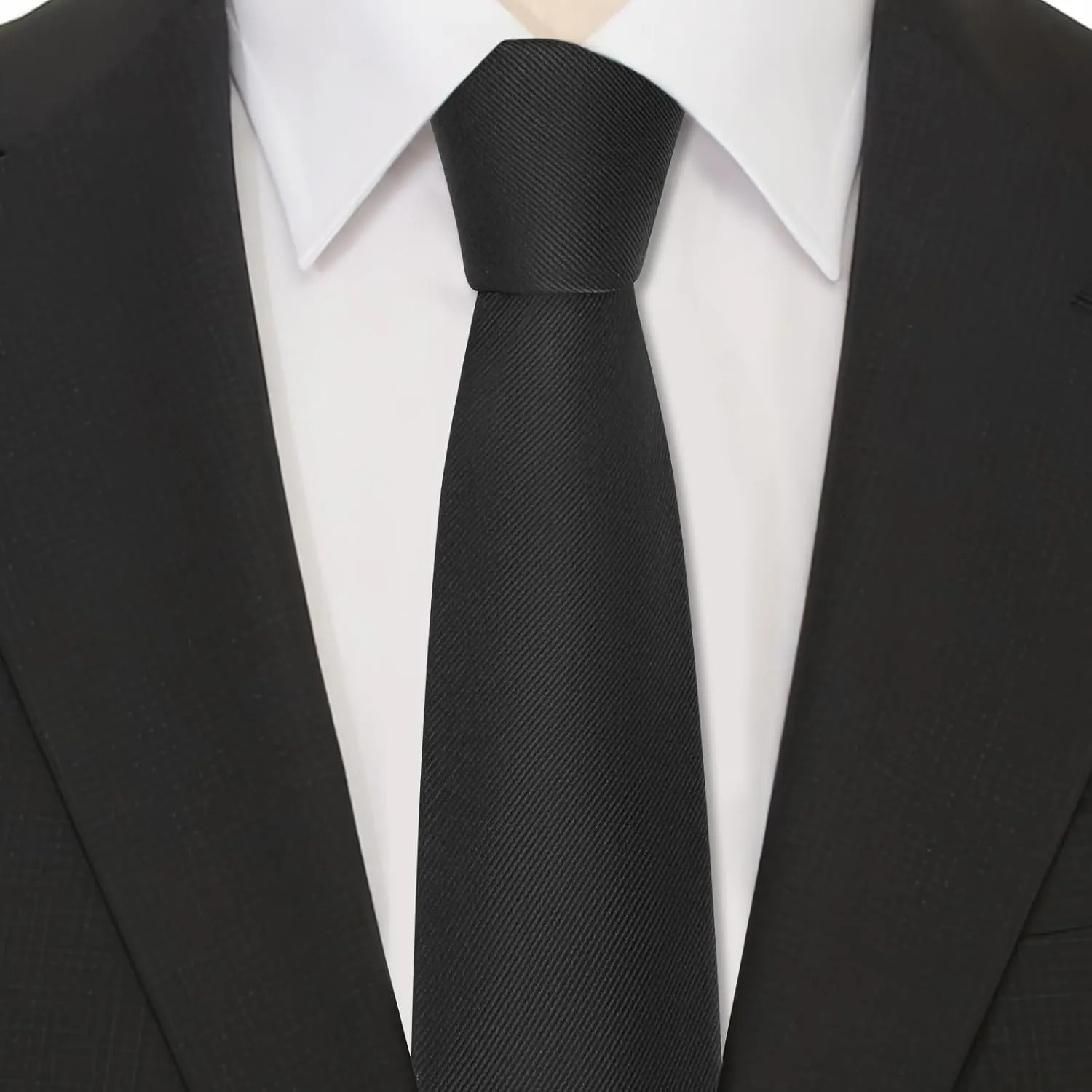 63'' XL Black Ties For Men Solid Color Extra Long Neckties 3.35" (8.5CM) Men's Big and Tall Ties with Gift Box