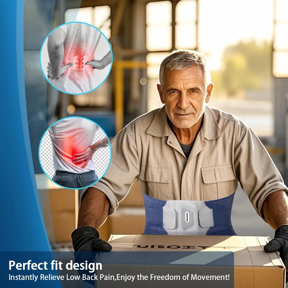 Adjustable Back Brace for Lower Back Pain Relief - Lower Back Support Belt for Men & Women with 6 Soft Plastic PP Strips Support and Extra Lumbar Pad Designed, Herniated Disc & Sciatica Recovery (L)