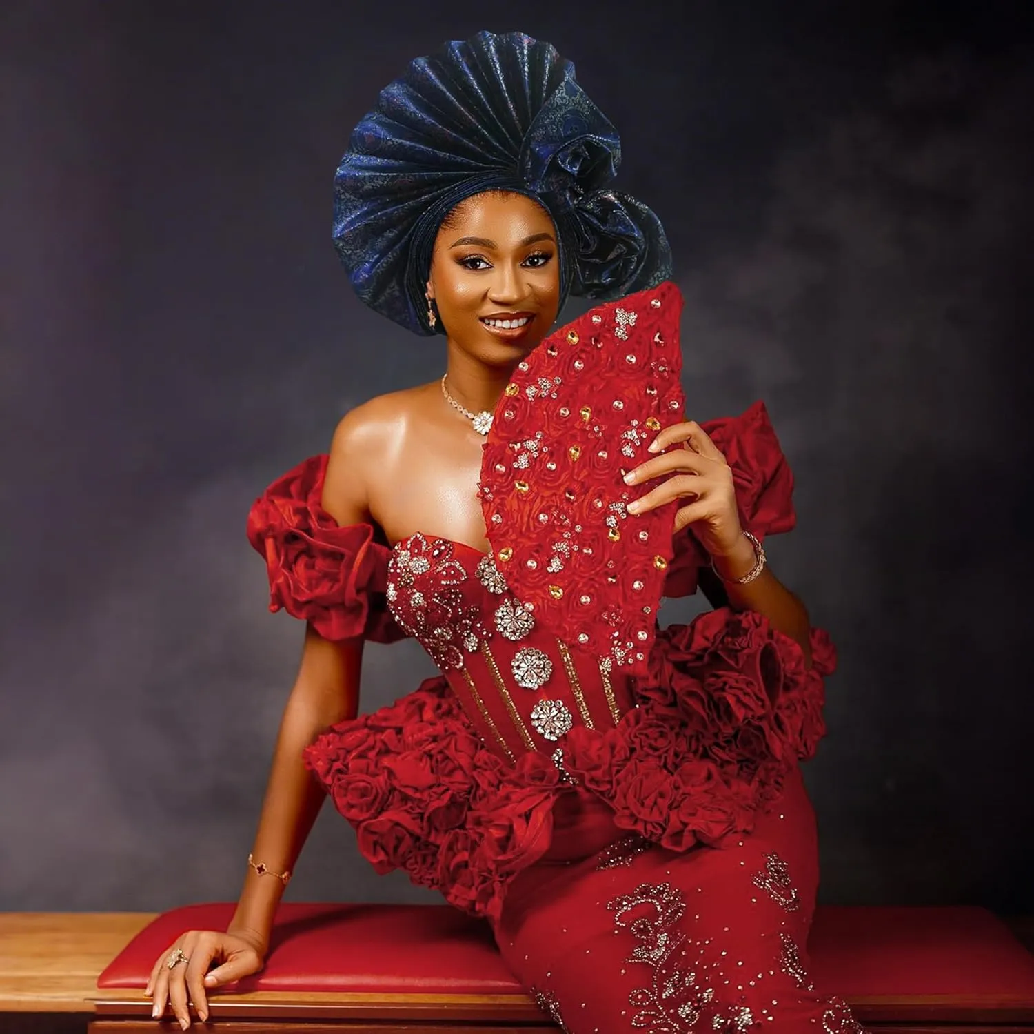Auto Gele African Head Tie of Nigeria ASO Oke Headwraps Hat Turban Wedding Party Handmade Elegant Hair Wear Cap for Women