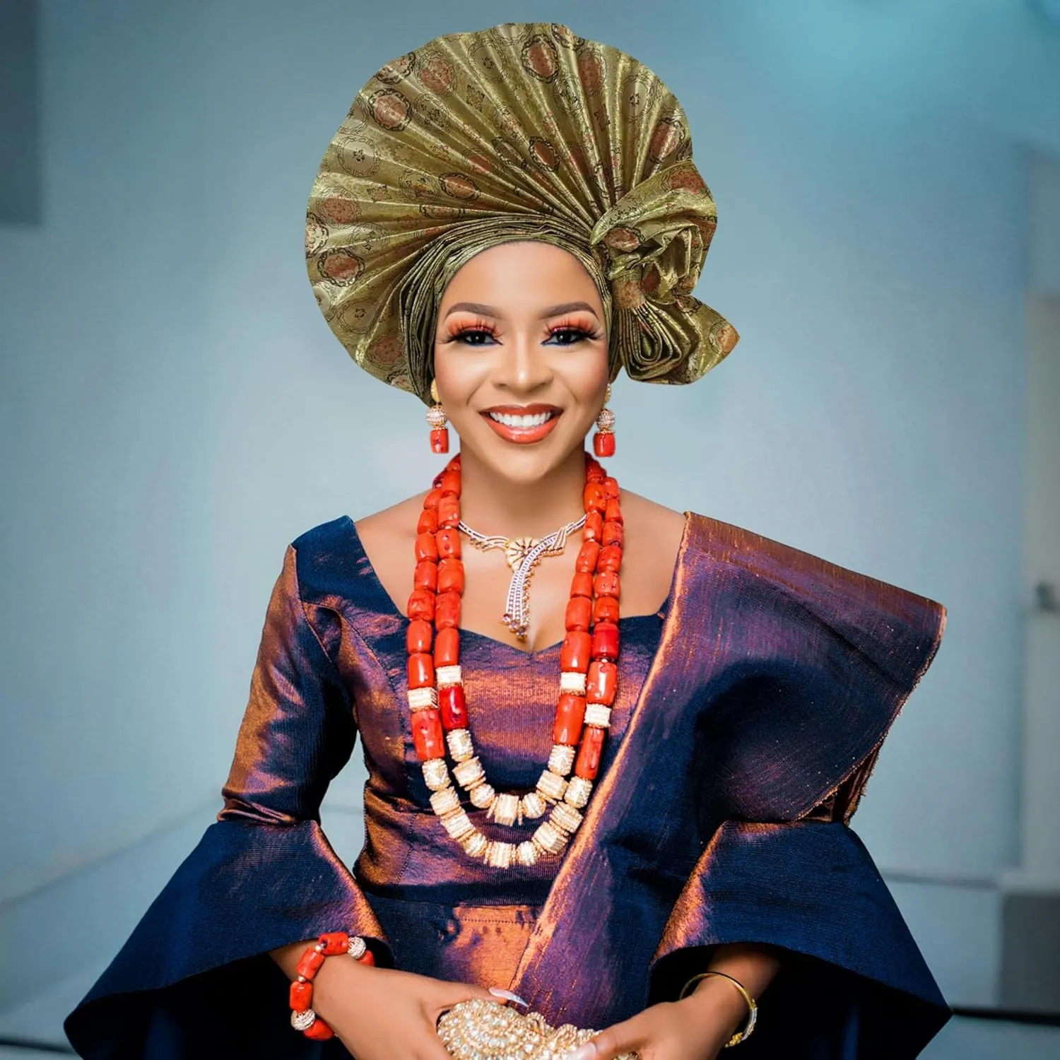 Auto Gele African Head Tie of Nigeria ASO Oke Headwraps Hat Turban Wedding Party Handmade Elegant Hair Wear Cap for Women