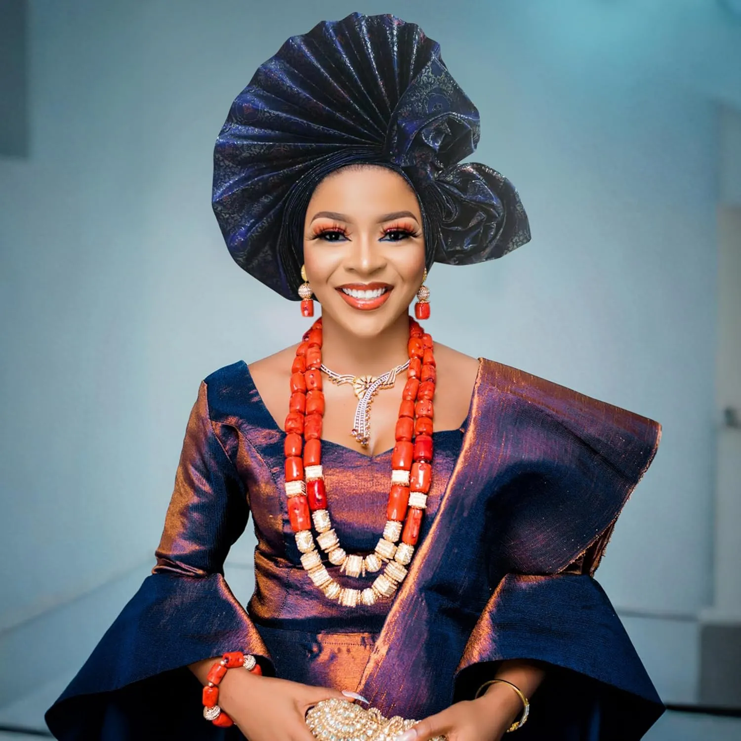 Auto Gele African Head Tie of Nigeria ASO Oke Headwraps Hat Turban Wedding Party Handmade Elegant Hair Wear Cap for Women
