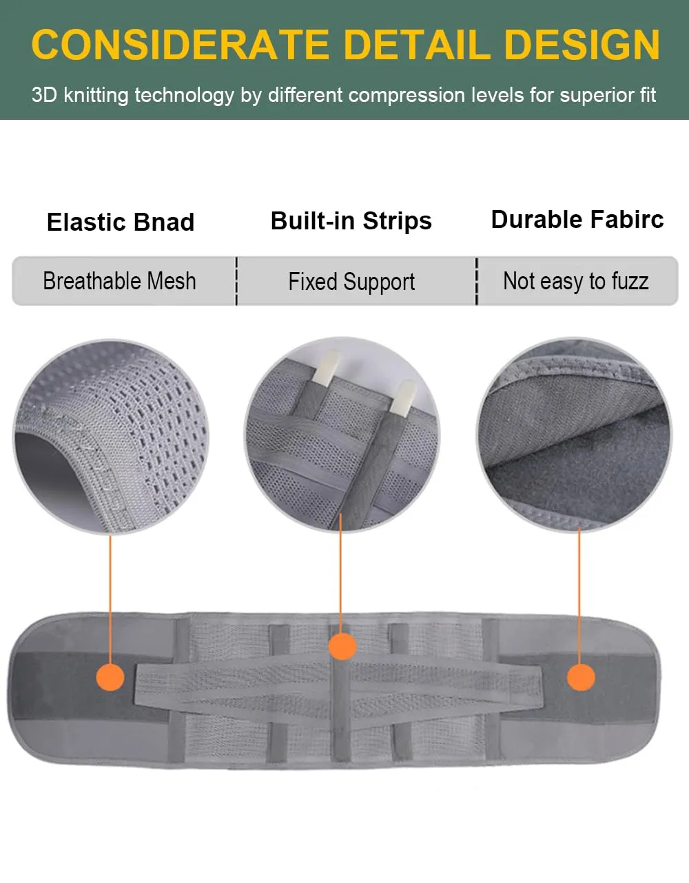 Back Brace for Lower Back Pain Men Women, Back Support Brace & Elastic Supports Belly Band Stomach Wrap Waist Belt Waist Trainer, Waist Brace Waist Trainer for Men Sciatica Pain Relief (Gray, Medium)