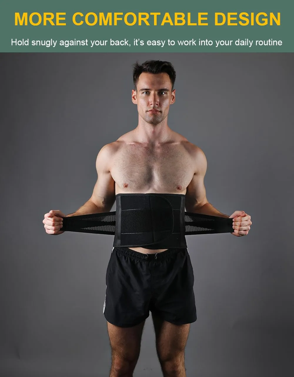 Back Brace for Lower Back Pain Men Women, Back Support Brace & Elastic Supports Belly Band Stomach Wrap Waist Belt Waist Trainer, Waist Brace Waist Trainer for Men Sciatica Pain Relief (Gray, Medium)