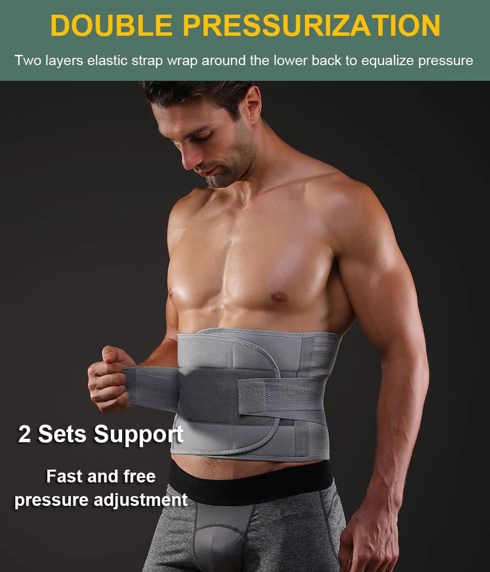 Back Brace for Lower Back Pain Men Women, Back Support Brace & Elastic Supports Belly Band Stomach Wrap Waist Belt Waist Trainer, Waist Brace Waist Trainer for Men Sciatica Pain Relief (Gray, Medium)