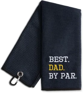Best Dad by Bar Embroidered Golf Towel, Funny Golf Towel for Golf Bag with Clip, Dad Gifts from Daughter Son, Fathers Day Birthday Gifts for Dad Grandpa Golf Lover, Dad Golf Towel