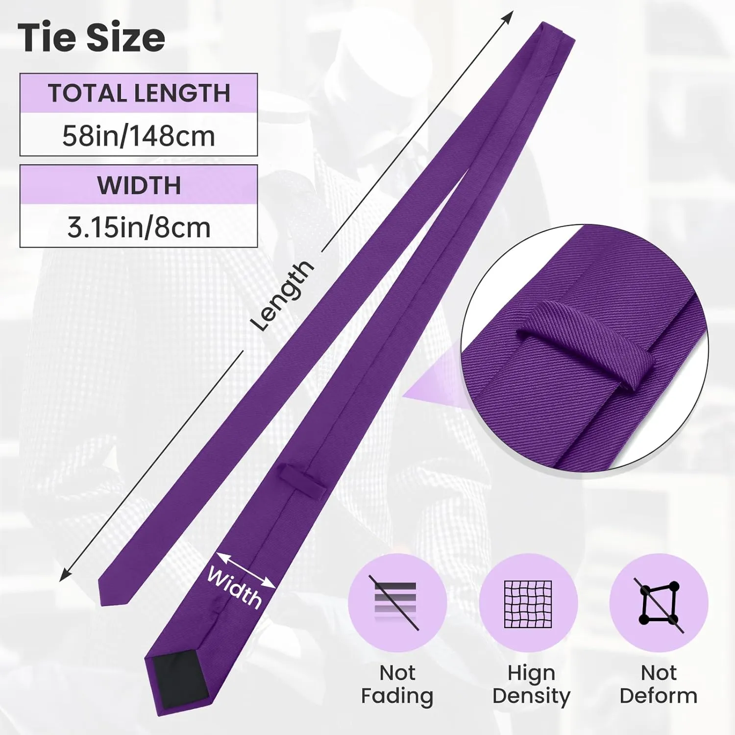 Black Ties For Men Solid Color Formal Neckties 3.15" (8CM) Men's Ties