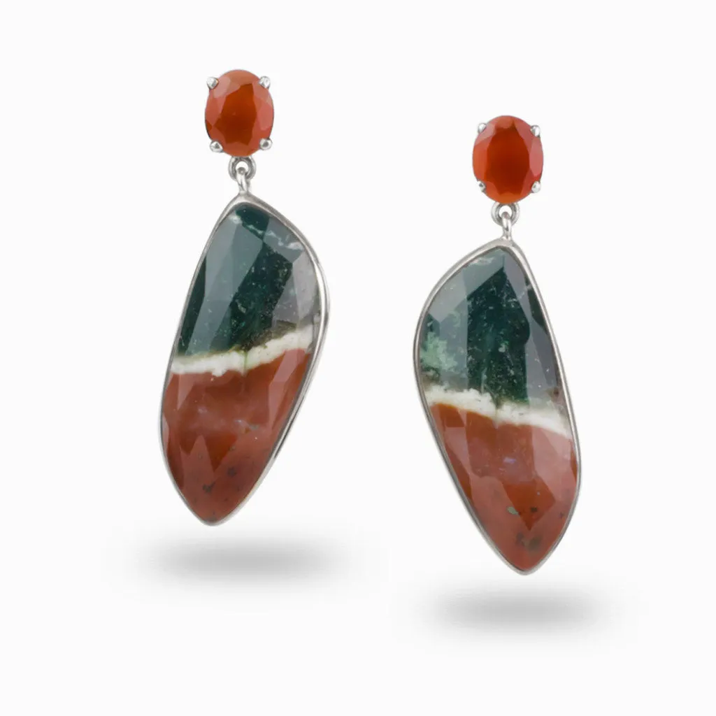 Bloodstone & Carnelian Drop Earrings