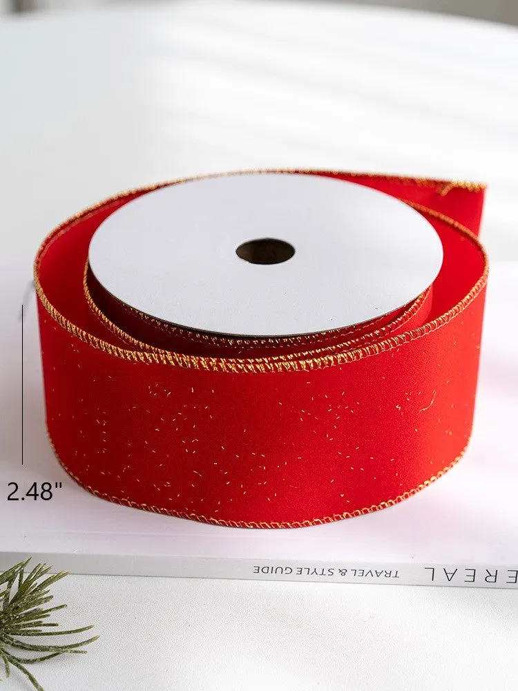 Bulk 10 Yards Glitter Christmas Ribbon Grosgrain Ribbon for Gift Wrapping Crafts DIY Holiday Xmas Decorations Wholesale