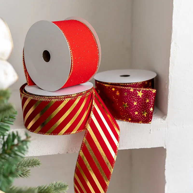 Bulk 10 Yards Glitter Christmas Ribbon Grosgrain Ribbon for Gift Wrapping Crafts DIY Holiday Xmas Decorations Wholesale