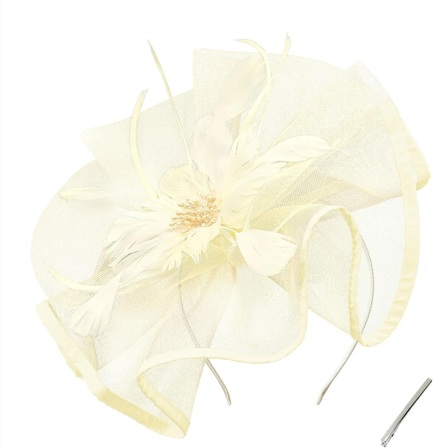 Century Star Womens Fascinator for Women Kentucky Hats Derby Tea Party 2025 Mesh Flower with Feather Wedding Church Hat