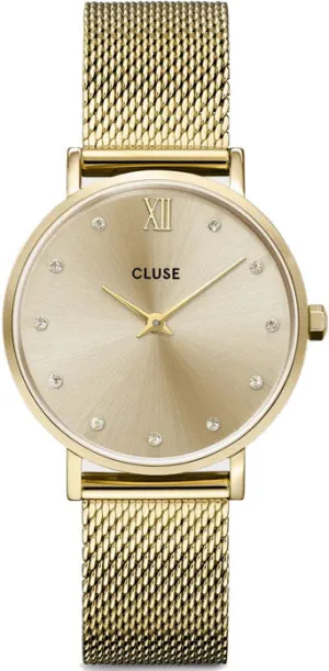 CLU Watch Minuit Mesh Crystals Full Gold