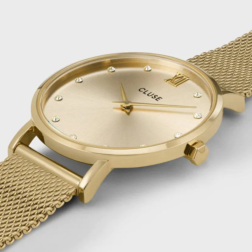 CLU Watch Minuit Mesh Crystals Full Gold