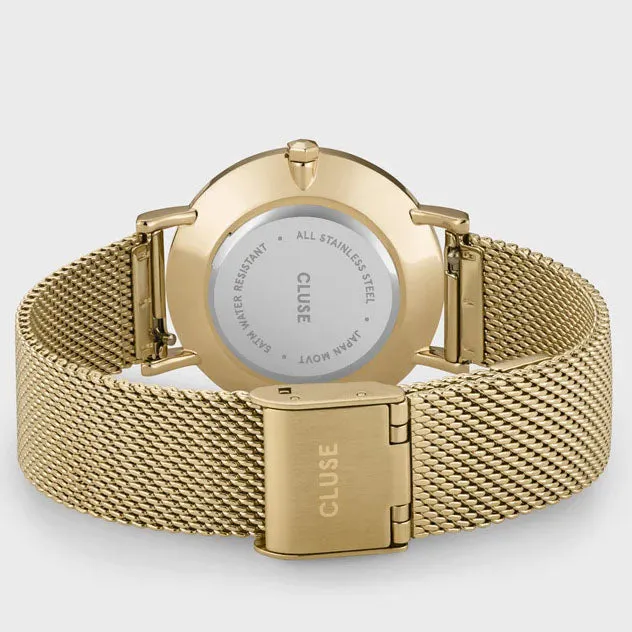 CLU Watch Minuit Mesh Crystals Full Gold