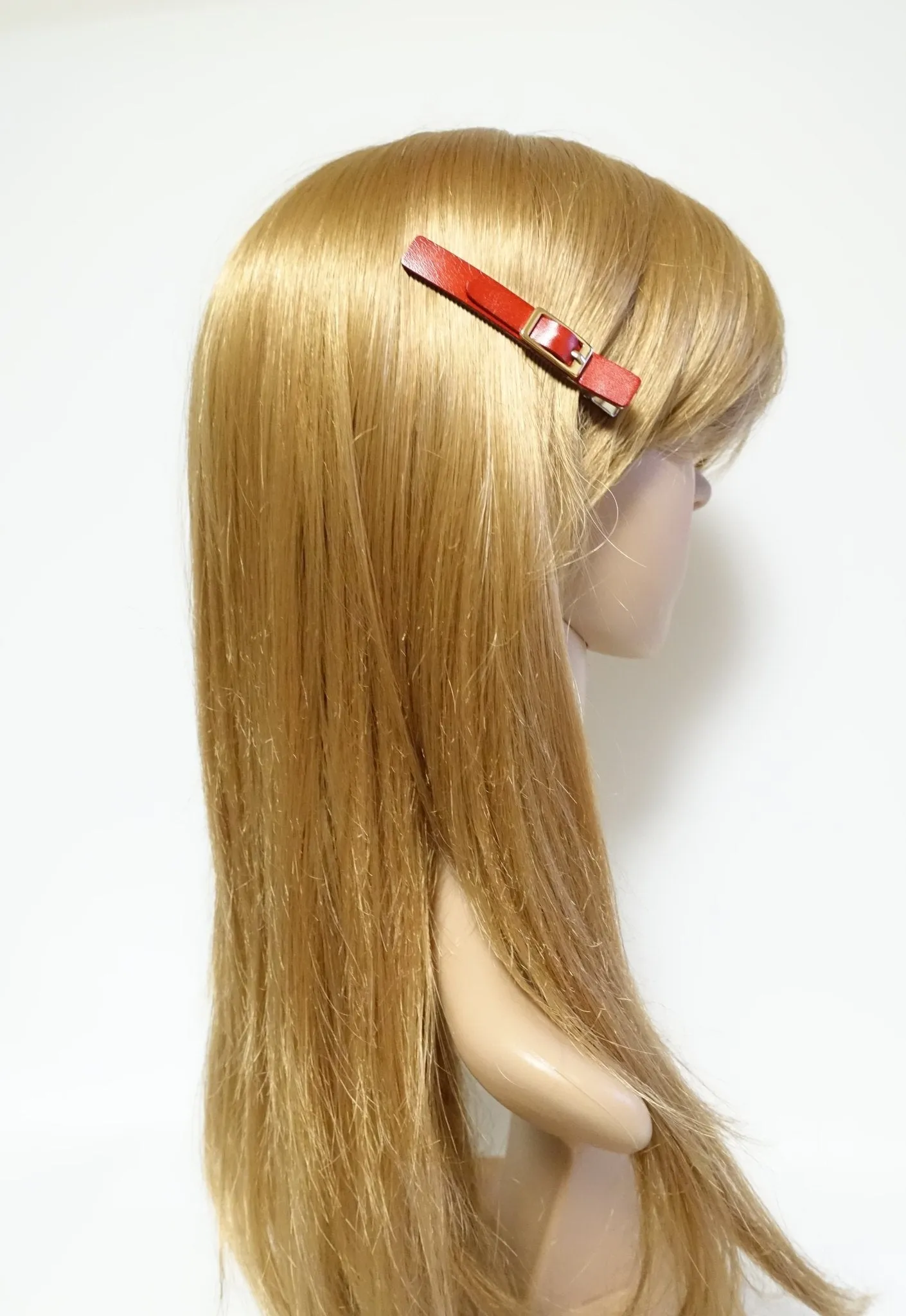 cow leather hair clip buckle decorated 2 prong hair clip for women