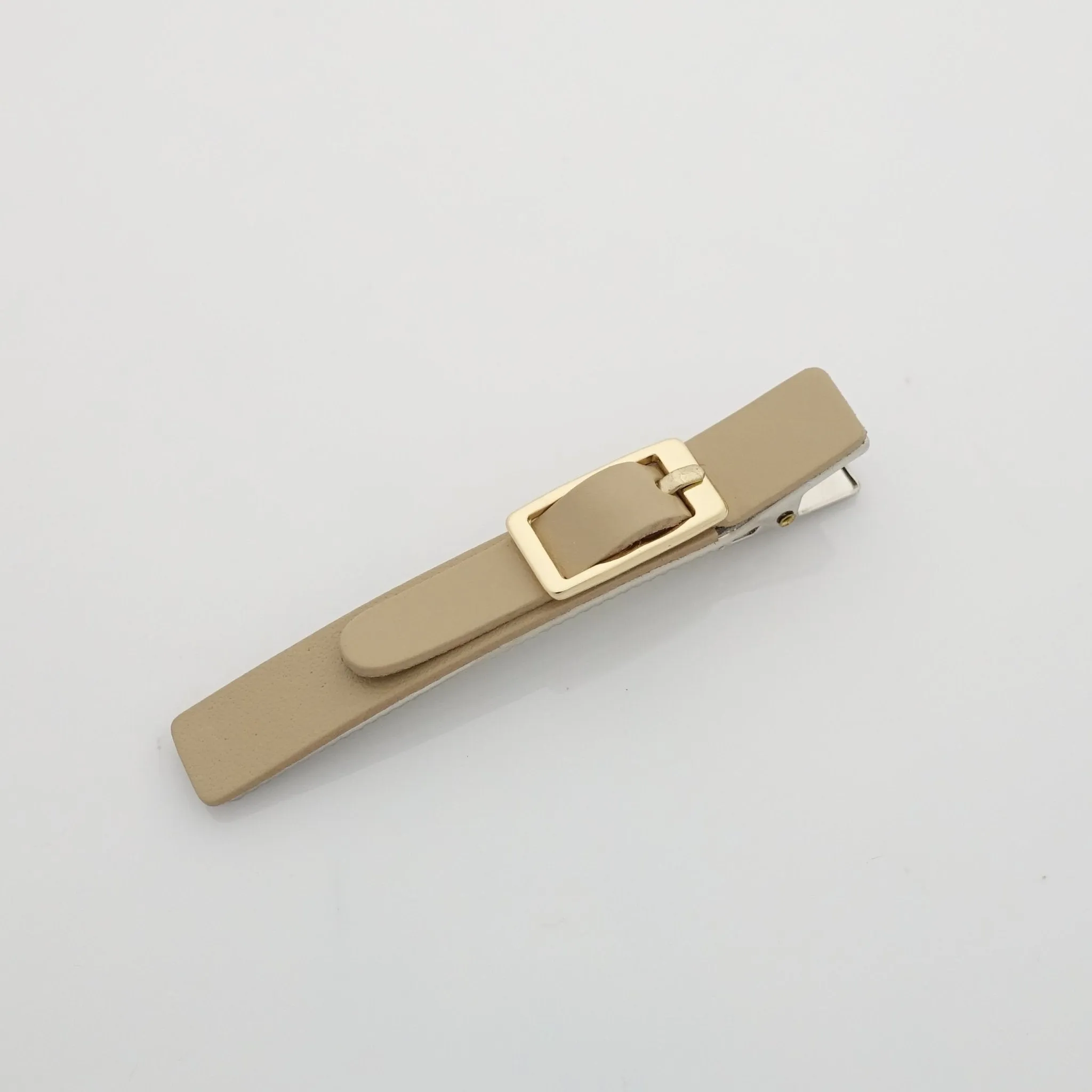 cow leather hair clip buckle decorated 2 prong hair clip for women