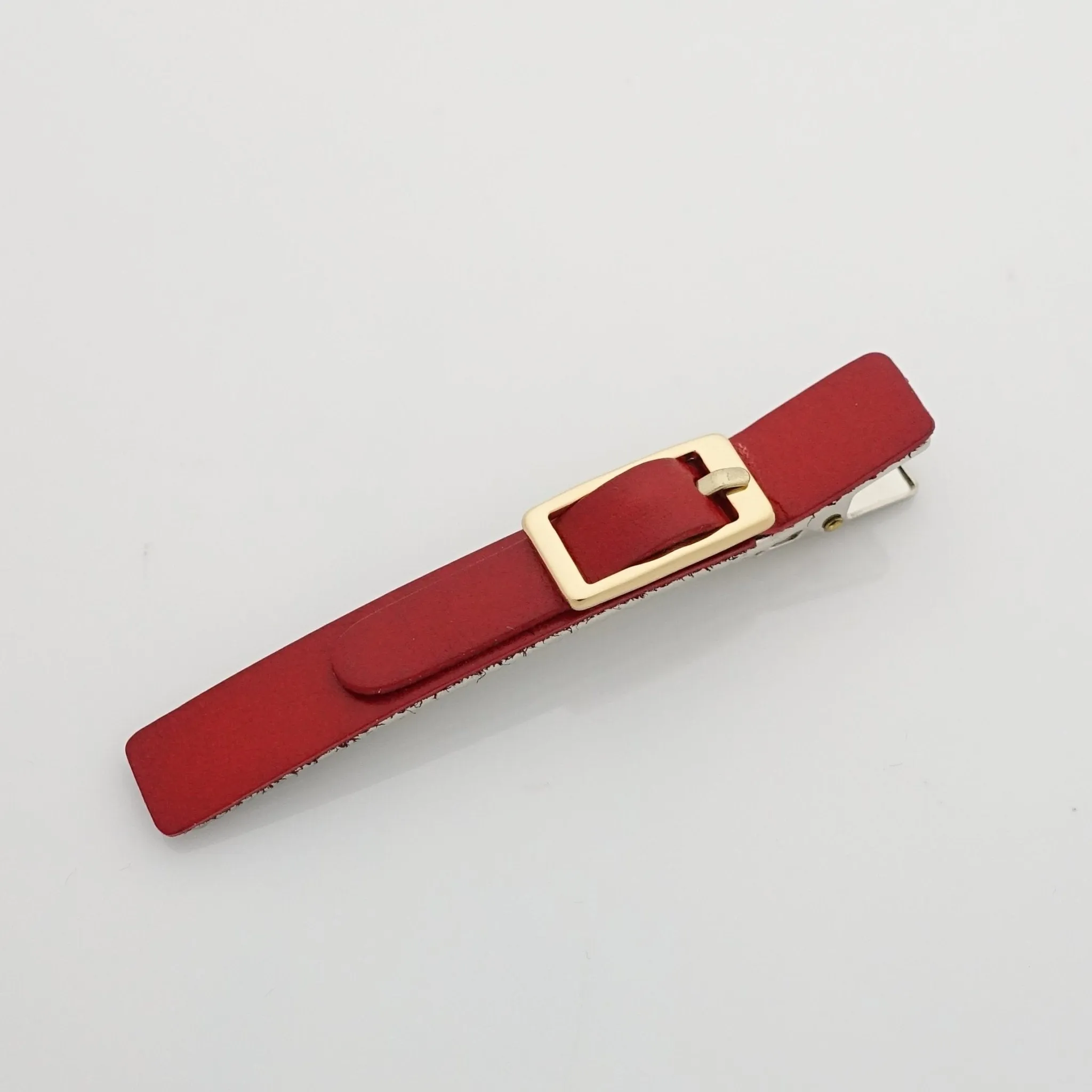 cow leather hair clip buckle decorated 2 prong hair clip for women