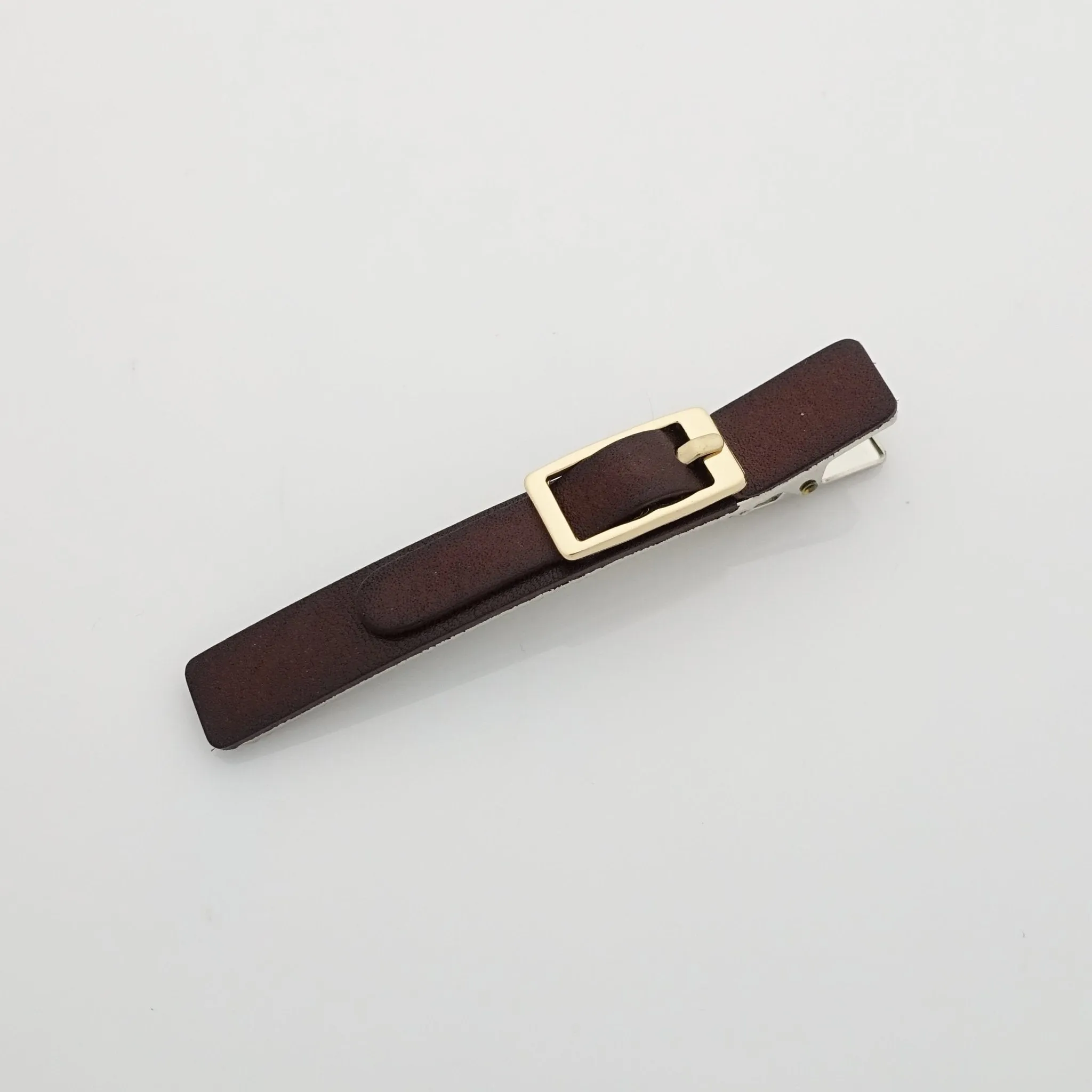 cow leather hair clip buckle decorated 2 prong hair clip for women
