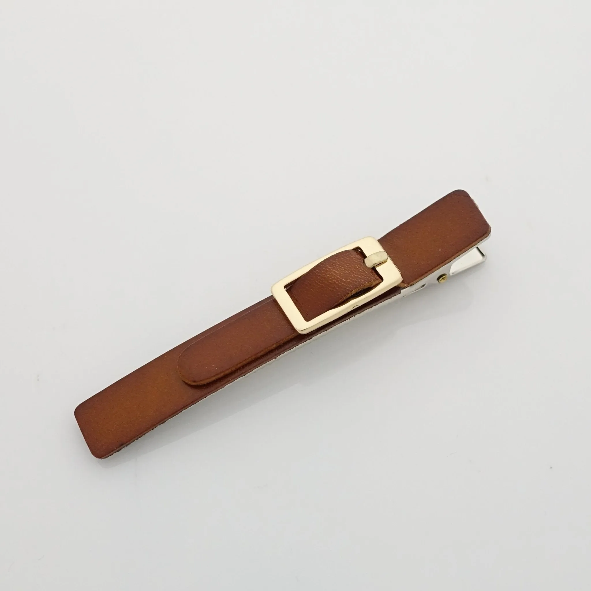 cow leather hair clip buckle decorated 2 prong hair clip for women