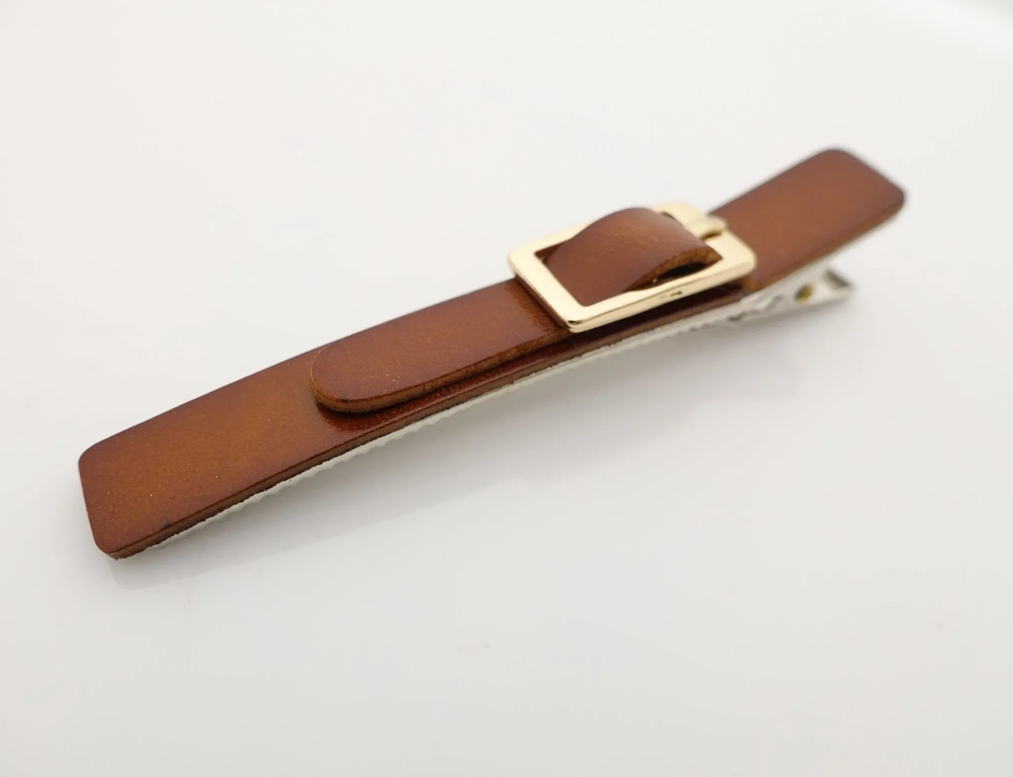 cow leather hair clip buckle decorated 2 prong hair clip for women