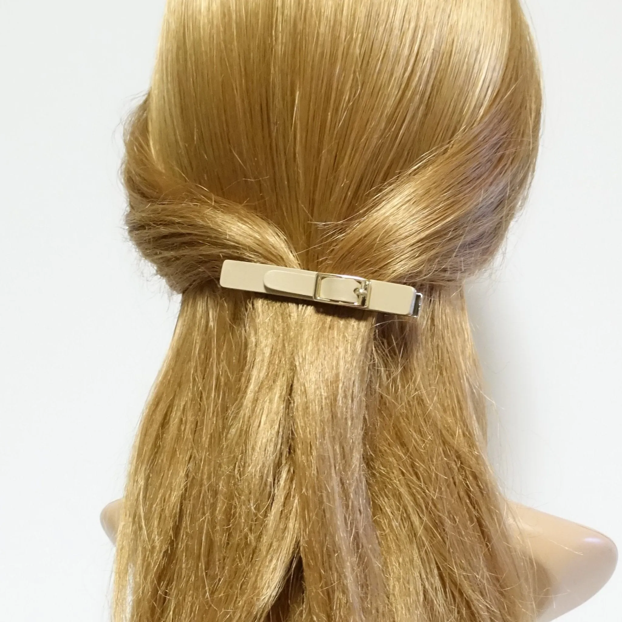 cow leather hair clip buckle decorated 2 prong hair clip for women
