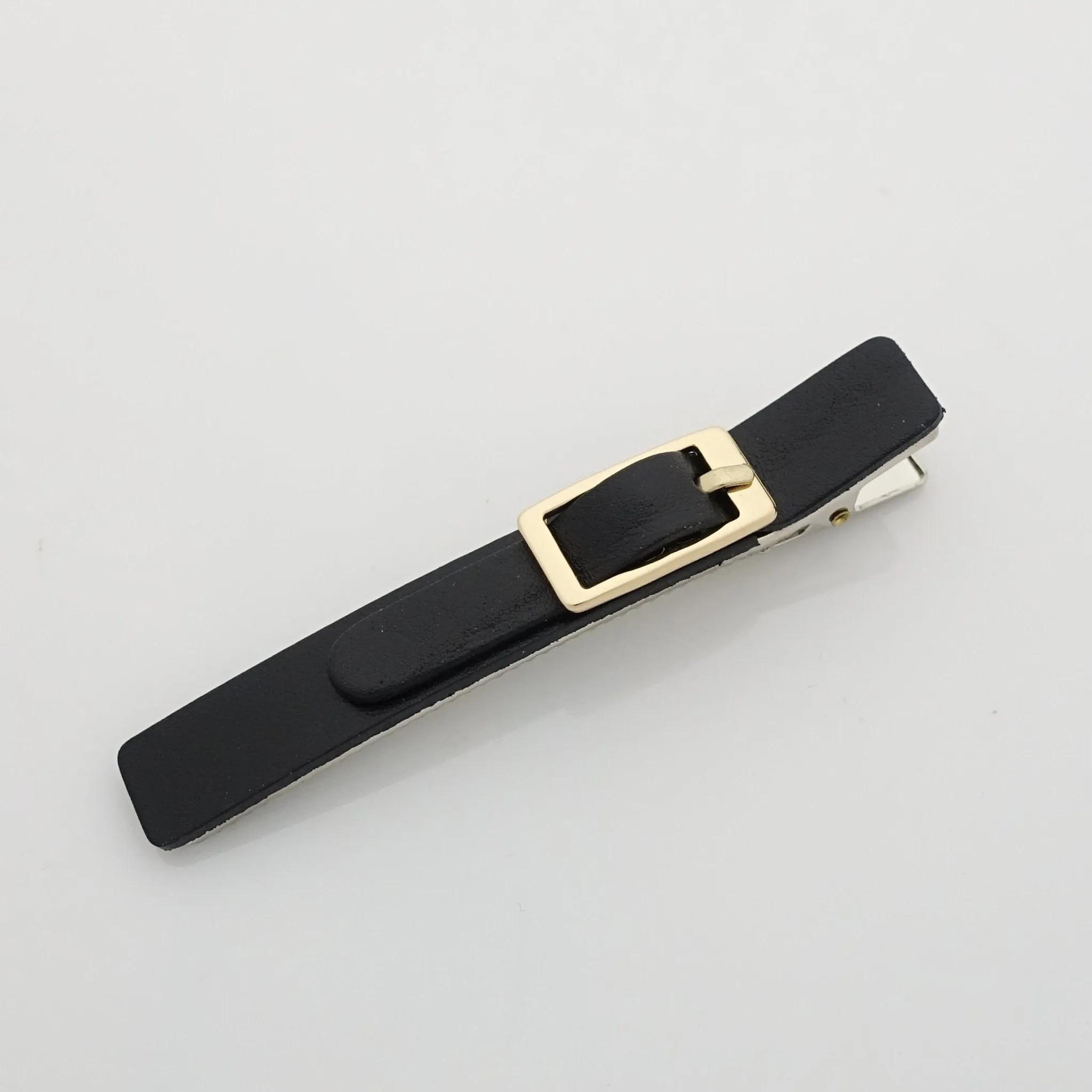 cow leather hair clip buckle decorated 2 prong hair clip for women