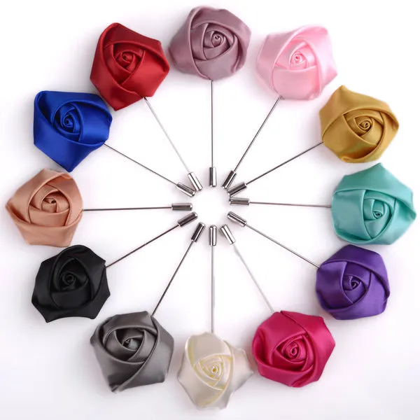 Crimson Red Rose Bud Lapel Pin