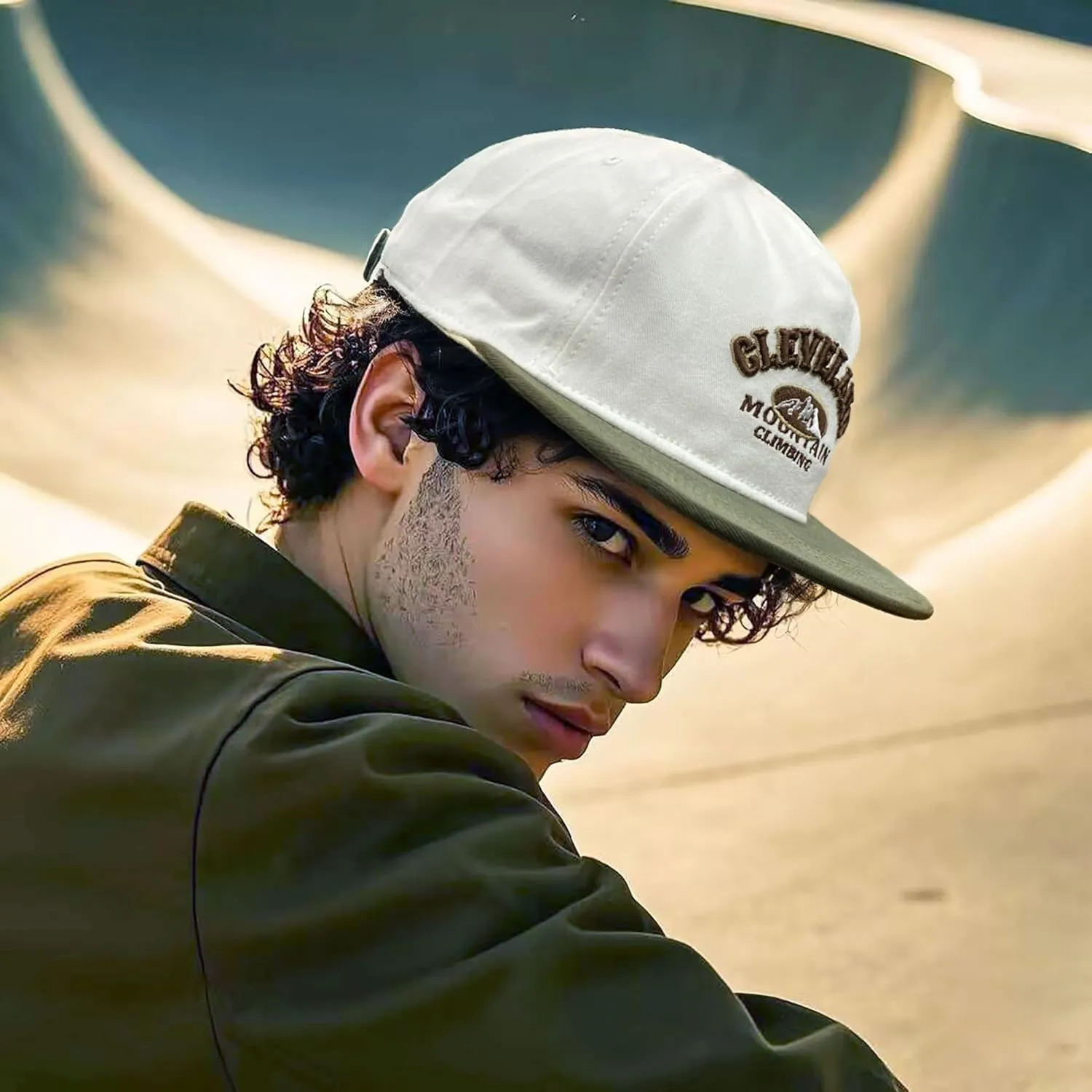 Croogo Vintage Embroidery Flat Brim Baseball Cap for Men Women Soft Cotton Unstructured Cap