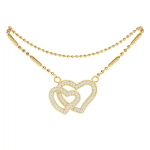 Cubic Zirconia Heart Anklet Gold
