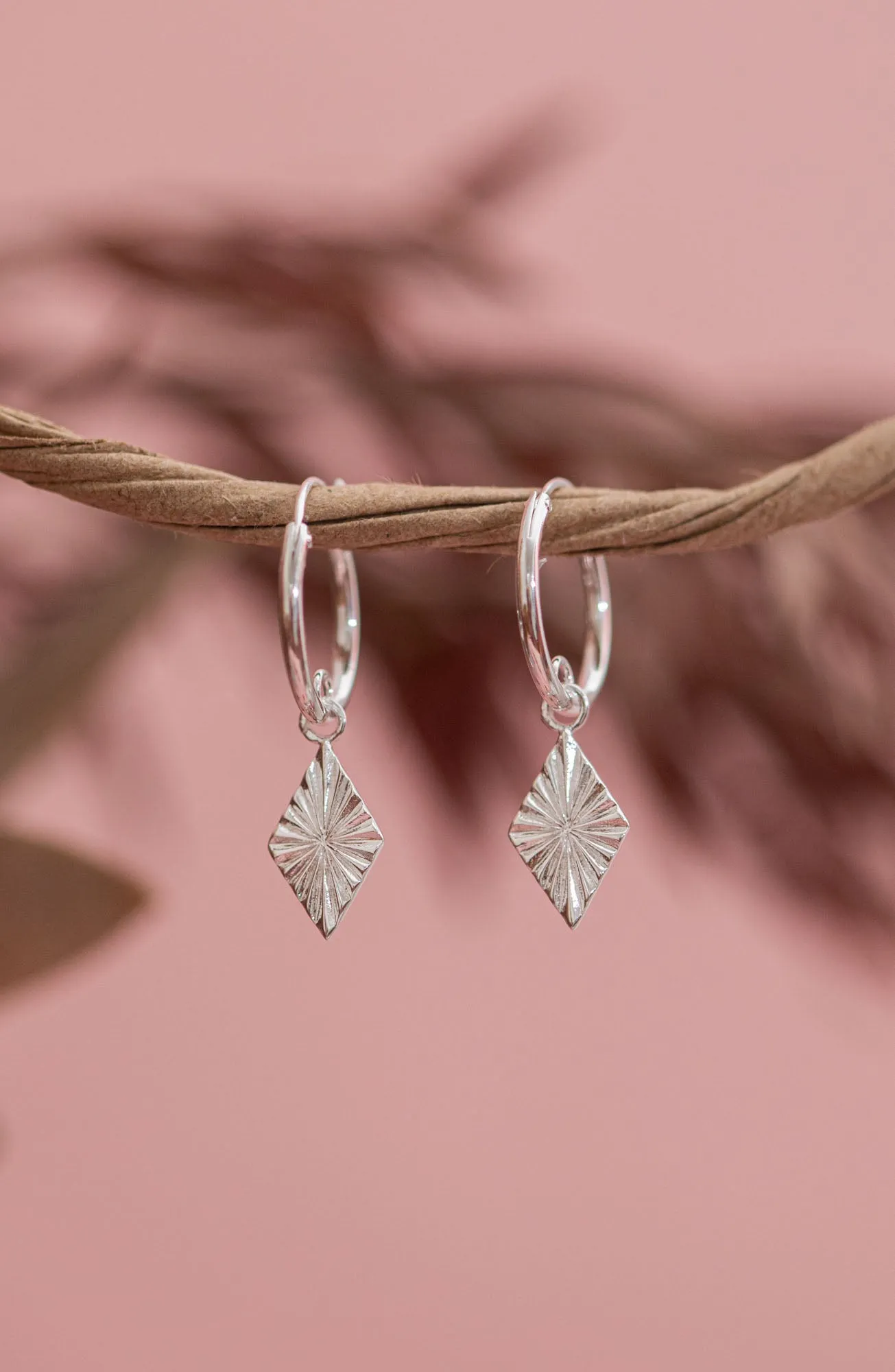 Diamond Charm Hoops