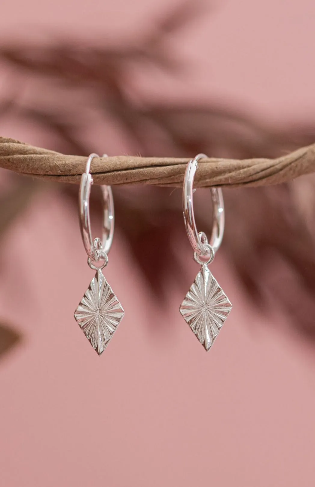 Diamond Charm Hoops