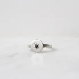 Disc with Star Set Black Onyx Ring