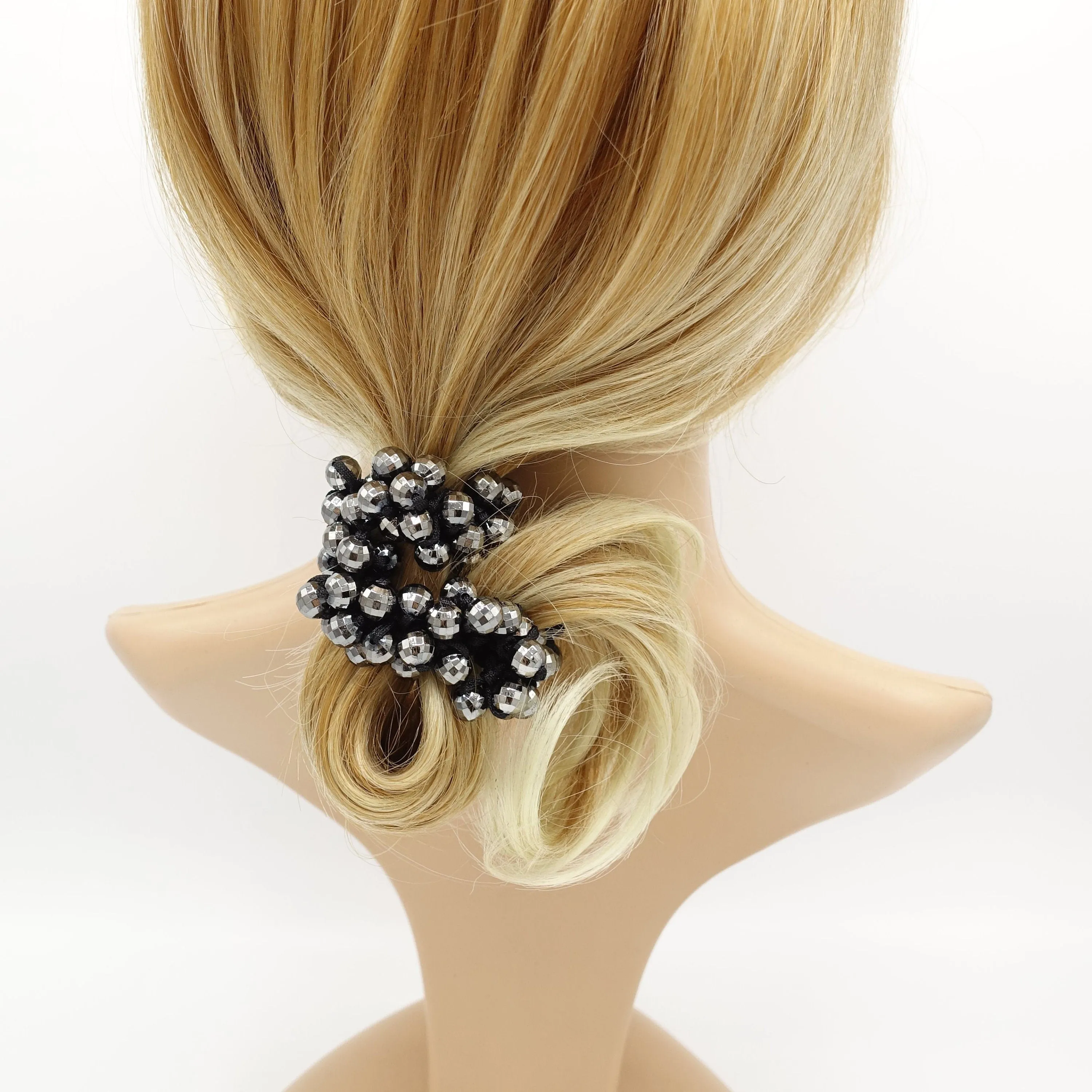 disco ball beaded hair elastic sleek ball ball decorated  ponytail holder women hair accessories