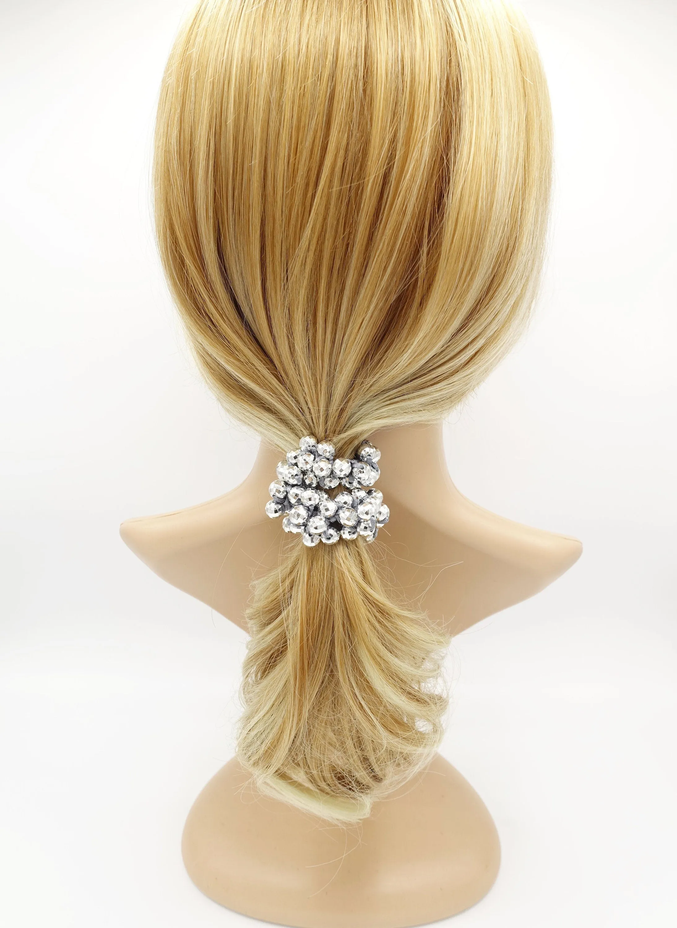 disco ball beaded hair elastic sleek ball ball decorated  ponytail holder women hair accessories