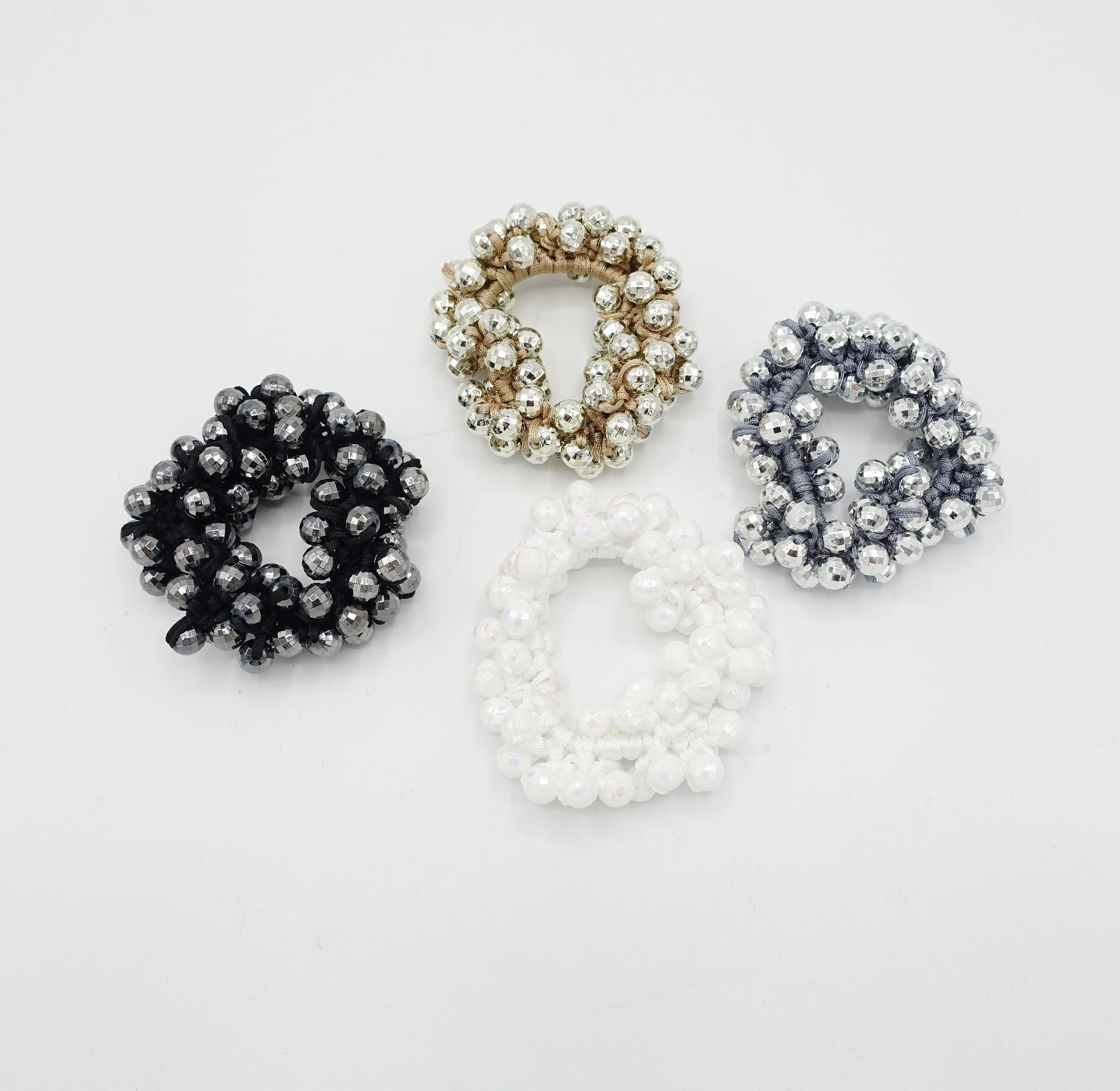 disco ball beaded hair elastic sleek ball ball decorated  ponytail holder women hair accessories