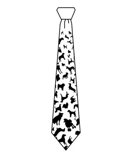Dog Print Silk Necktie. "Putting on the Dog"