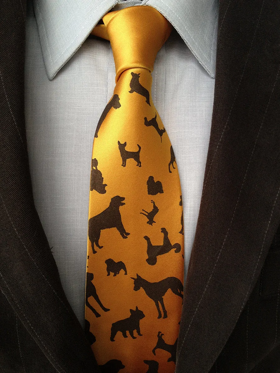 Dog Print Silk Necktie. "Putting on the Dog"
