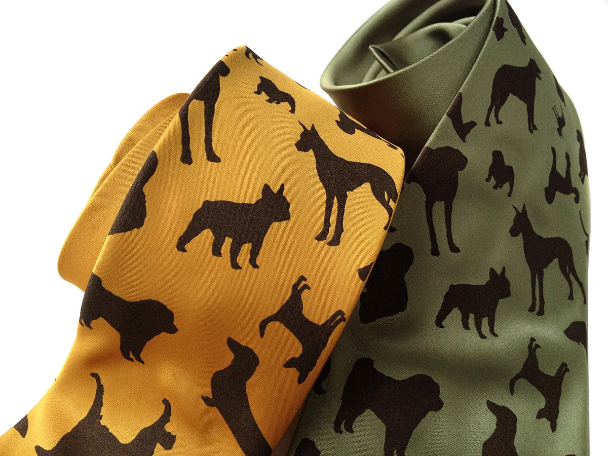 Dog Print Silk Necktie. "Putting on the Dog"