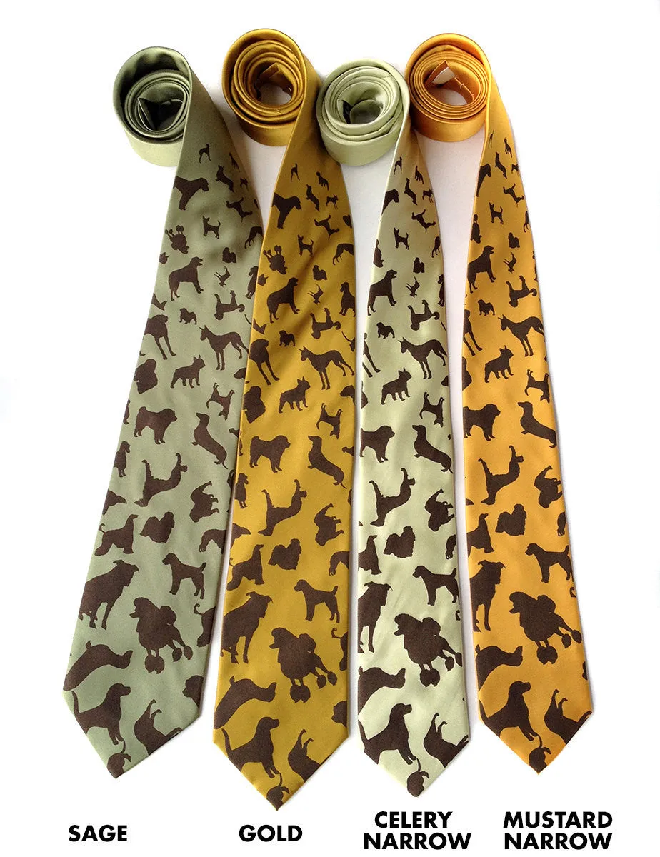 Dog Print Silk Necktie. "Putting on the Dog"