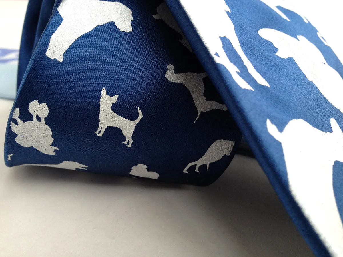 Dog Print Silk Necktie. "Putting on the Dog"