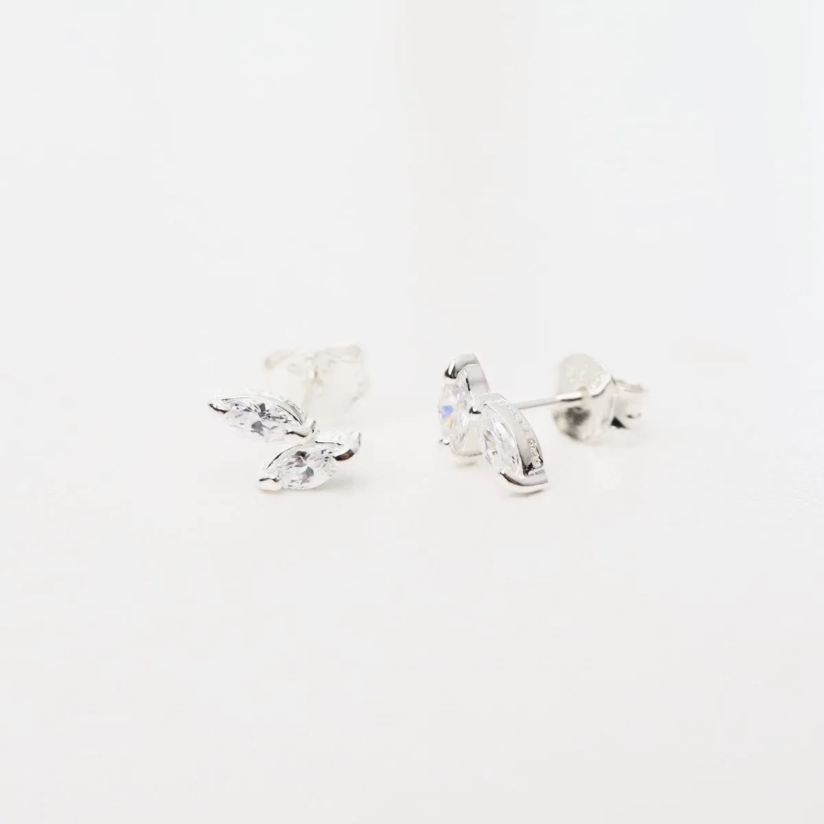 Double CZ Marquise Stud Earrings