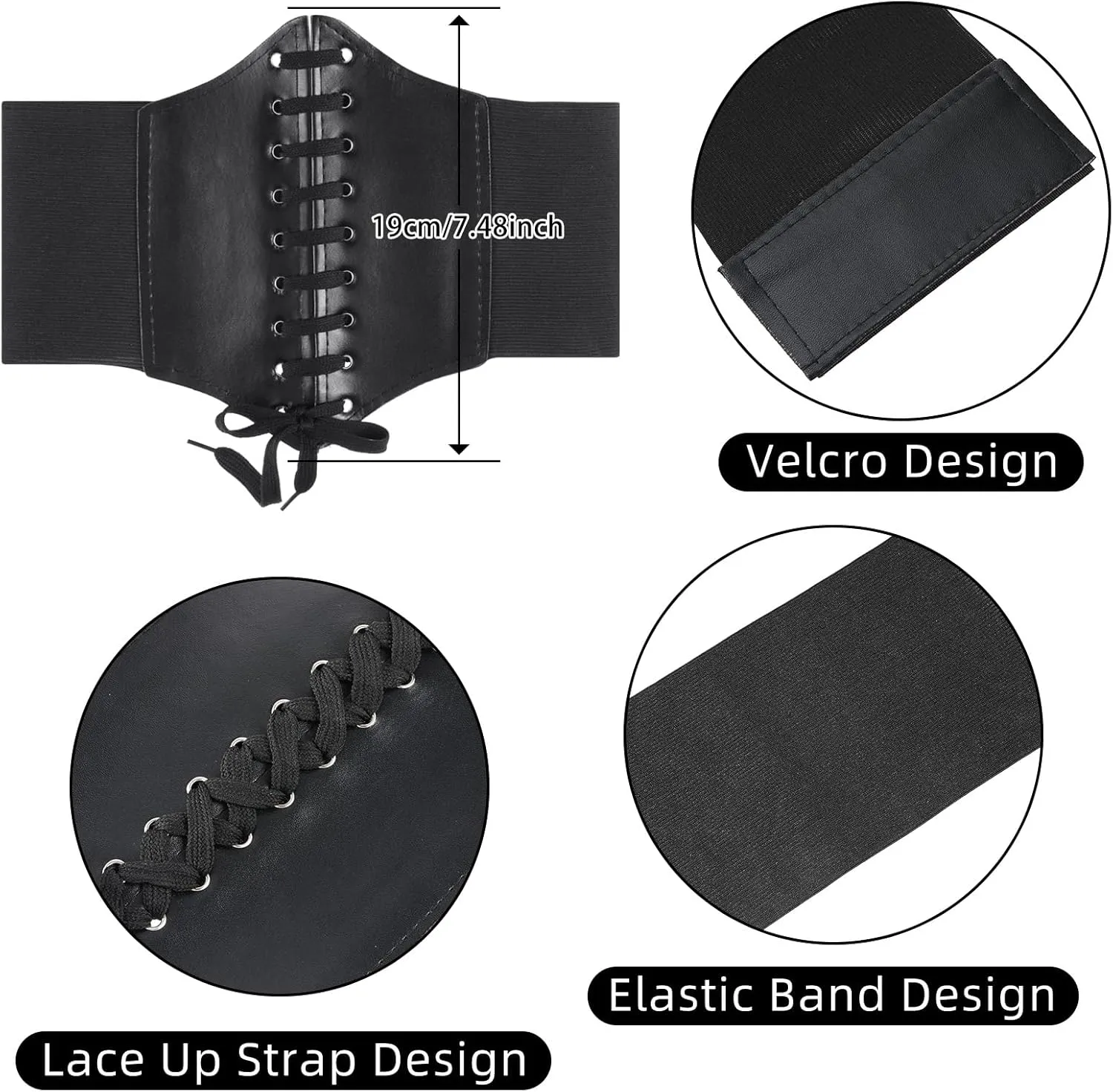 Geyoga 2 Pieces Corset Belt for Women Wide Elastic Waistband Waist Belt for Women Fits Waist 26-36 Inch