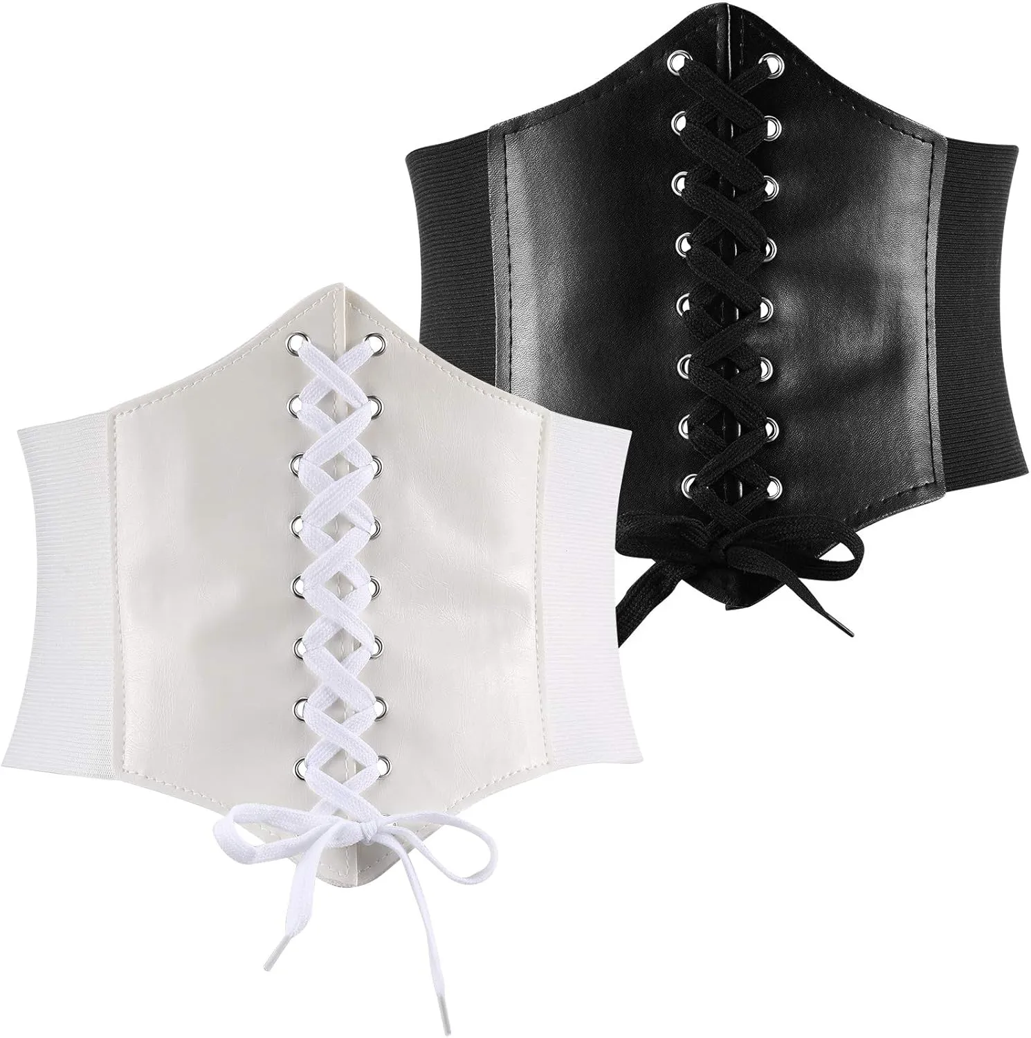 Geyoga 2 Pieces Corset Belt for Women Wide Elastic Waistband Waist Belt for Women Fits Waist 26-36 Inch