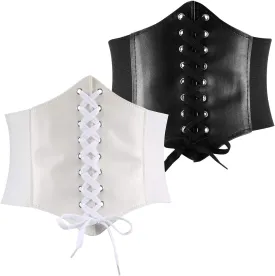 Geyoga 2 Pieces Corset Belt for Women Wide Elastic Waistband Waist Belt for Women Fits Waist 26-36 Inch