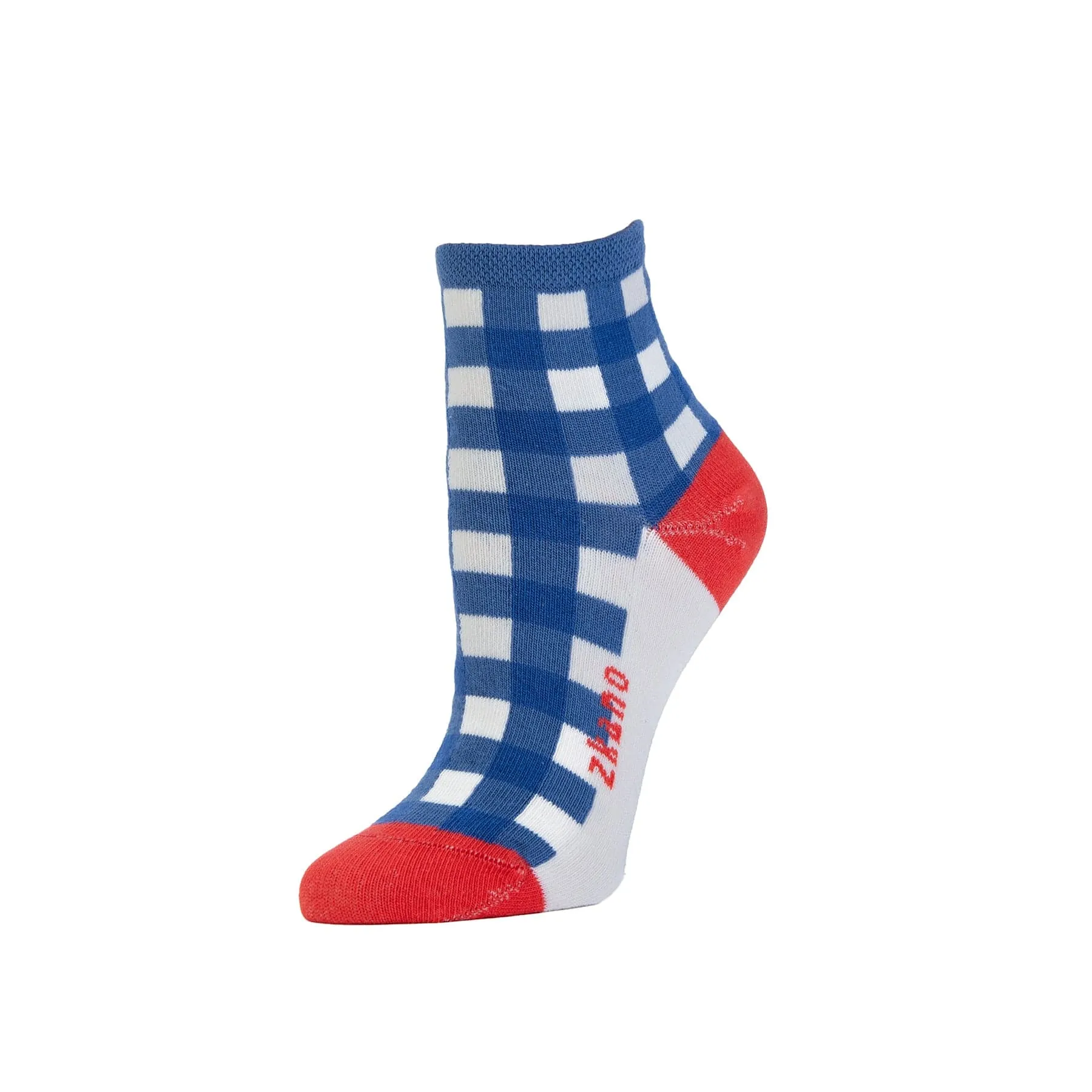 Gingham- Organic Cotton Anklet Socks - Blue Jean