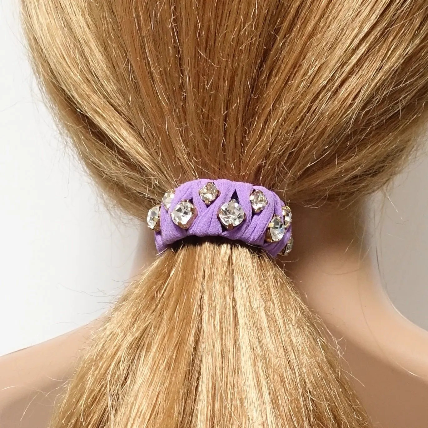 glass rhinestone fabric wrapped ponytail clip women hair accessory
