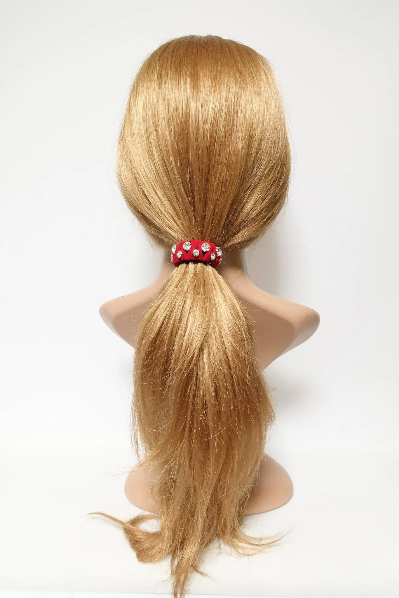 glass rhinestone fabric wrapped ponytail clip women hair accessory